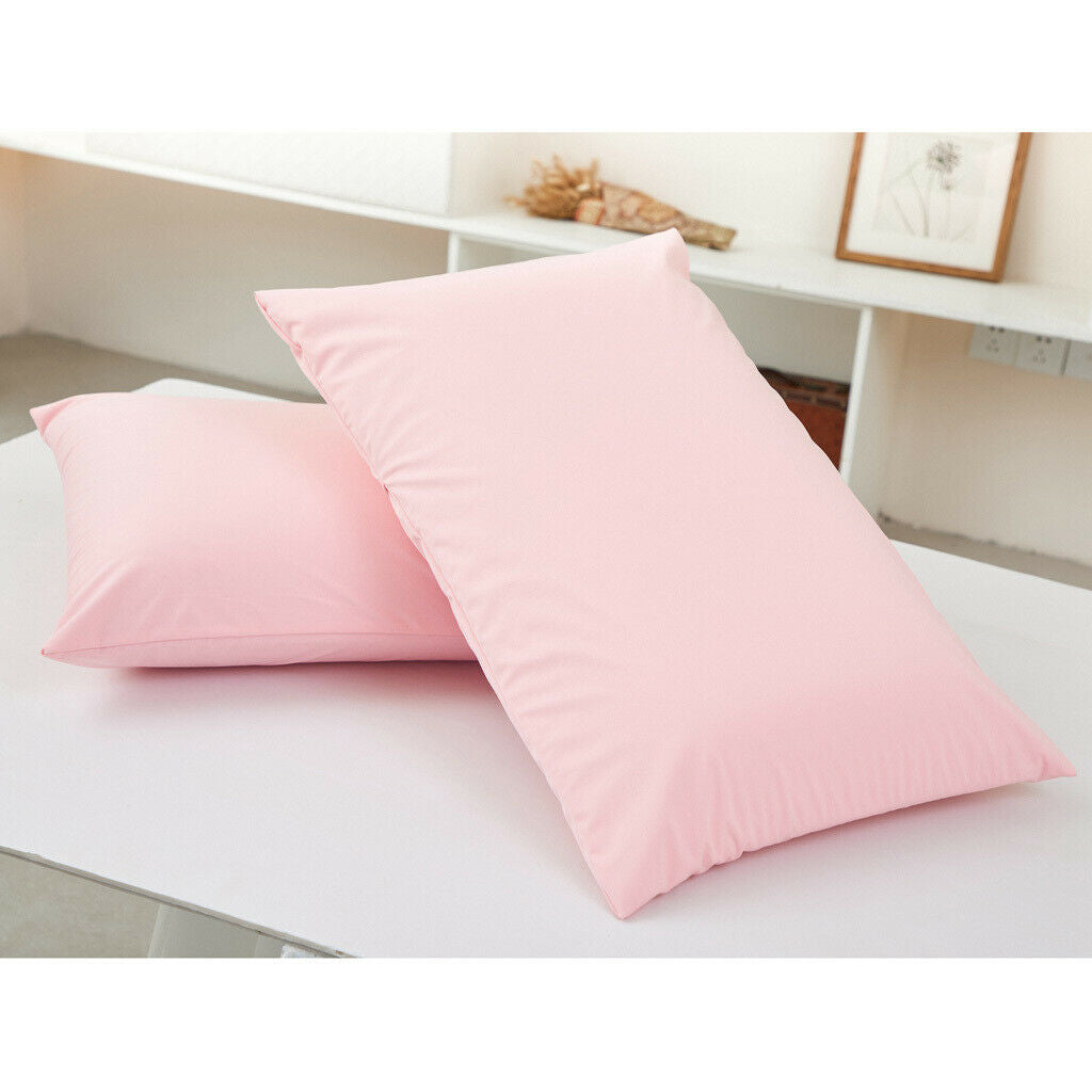 2x Pillow Protectors Zipped Cotton Pink Covers Anti Allergy Dust Mite Proof