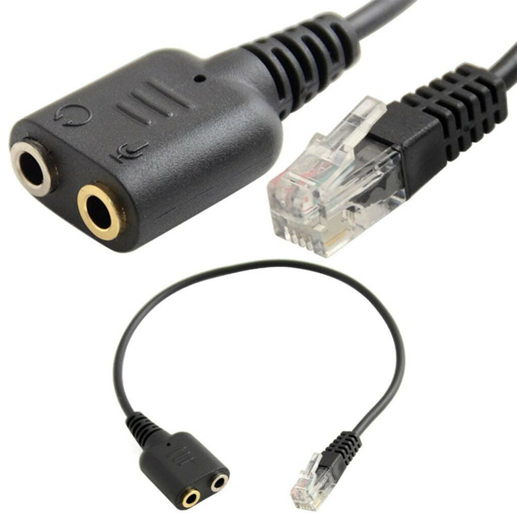 Audio Splitter 2x 3.5mm Female to RJ9 Male Cable Converter for Sound + Mic