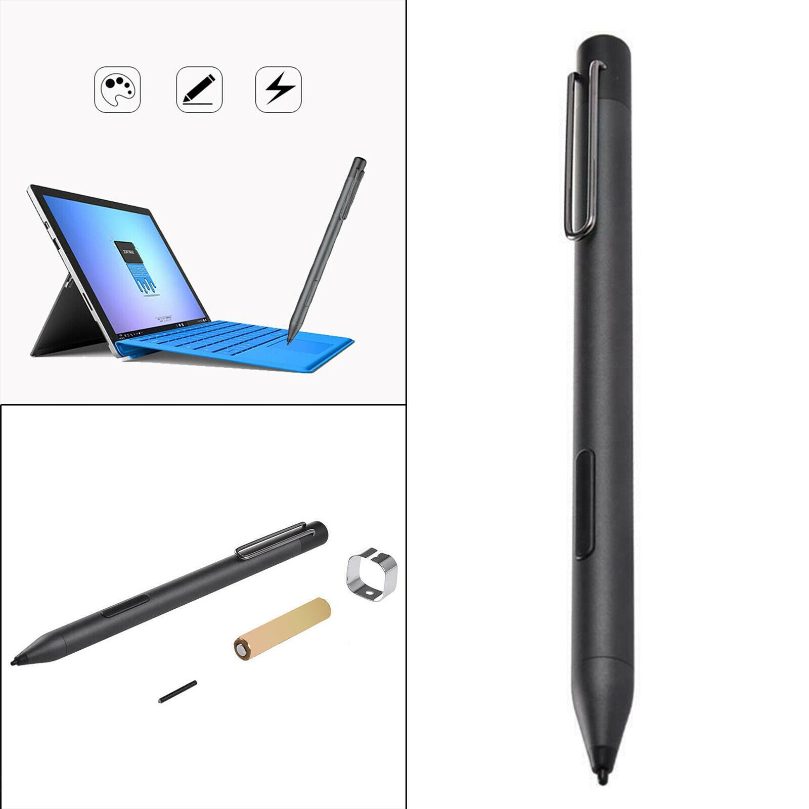 Stylus Pen for Surface Pro Palm Rejection Easy Use Lightweight Black