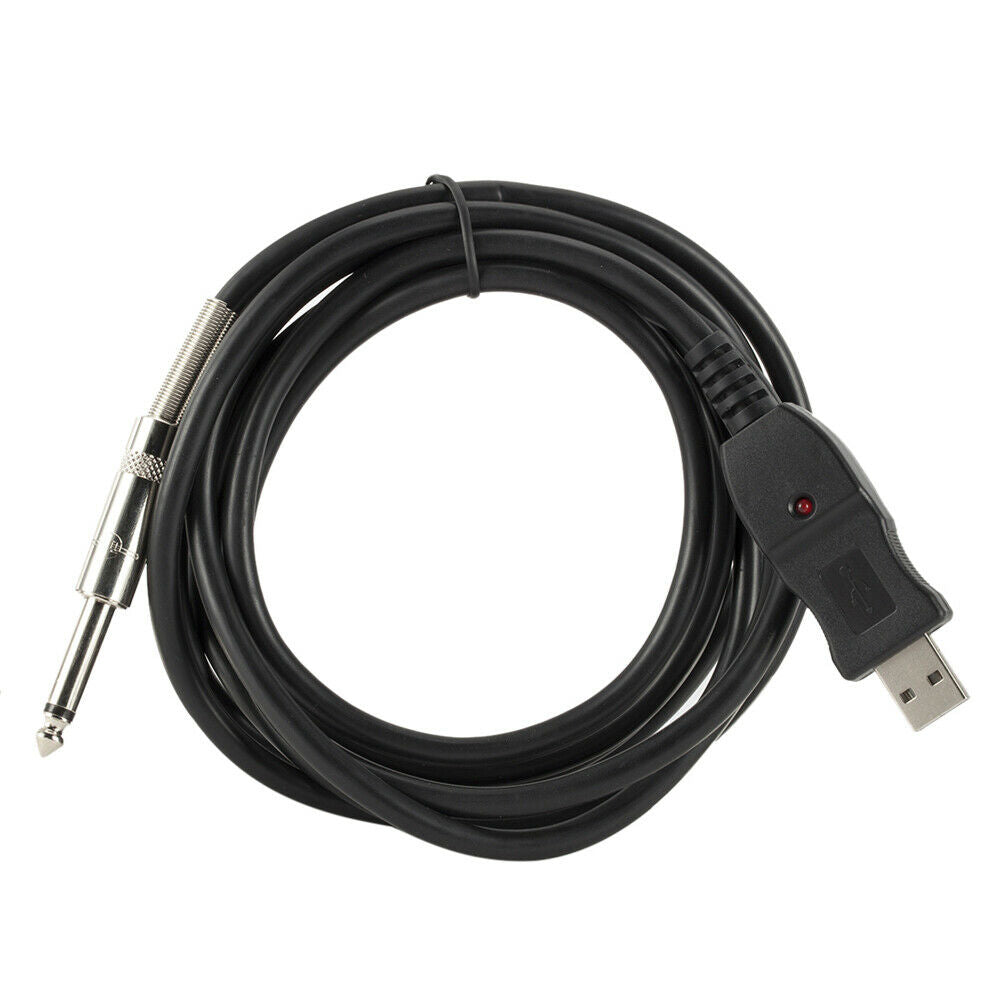 3 Meters Electric Guitar Bass Cable 6.35mm to USB Interface Link PC Audio Cable