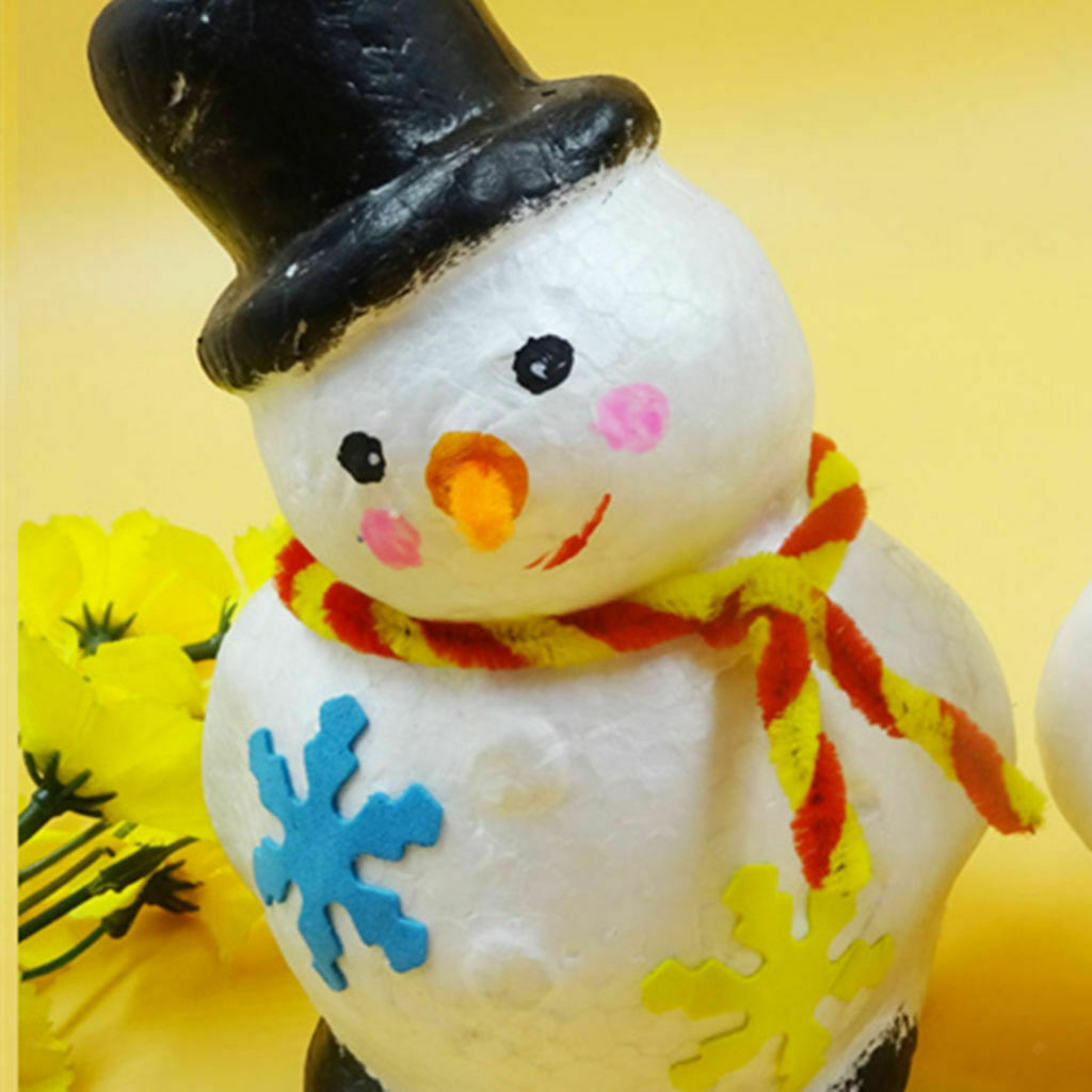 2pcs 17cm White Snowman Modelling Polystyrene Styrofoam Decoration Kid Craft