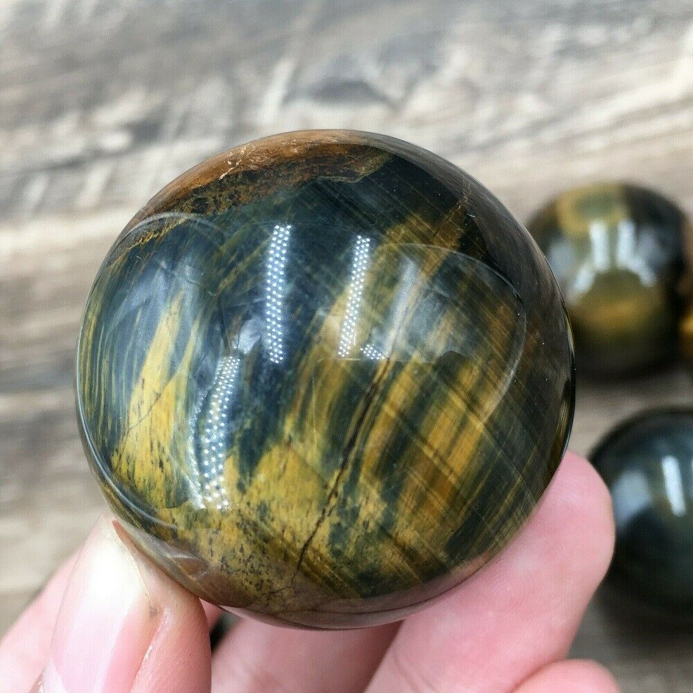 US. 100% Natural blue Tiger's eye jasper quartz Sphere crystal ball rock Healing