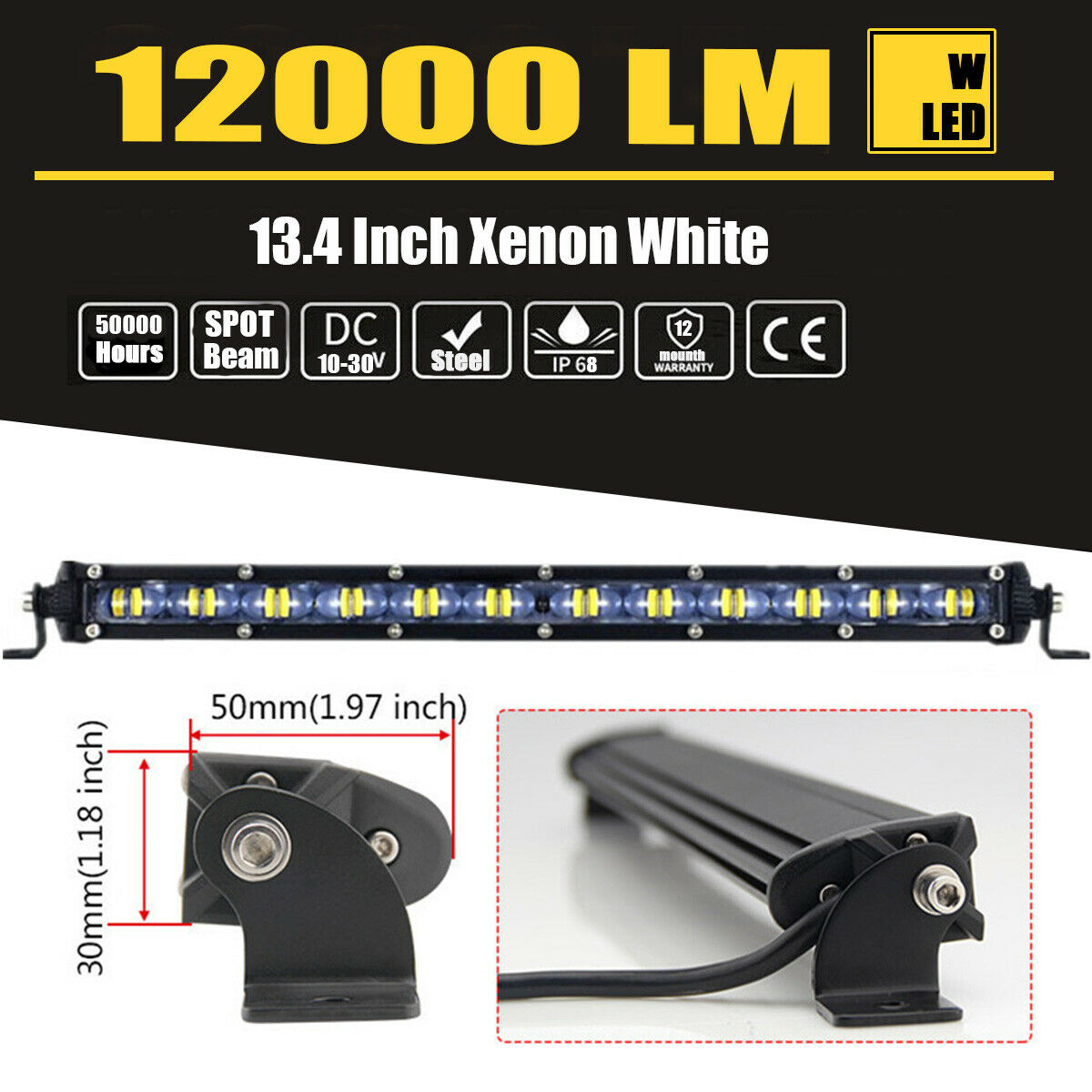 20.8913.4 Inch 120W Led Light Bar Spot Work Lamp Xenon White Offroad SUV 4WD UTV