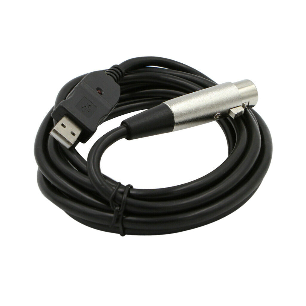USB to XLR Microphone Instrument Karaoke Cable 3 Meters/  Black