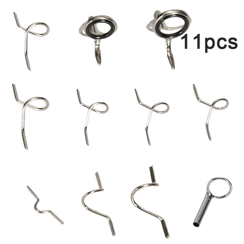 11Pcs Stainless Steel Fly Rod Guides Set Tip Hook Fly Fishing Accesso.l8