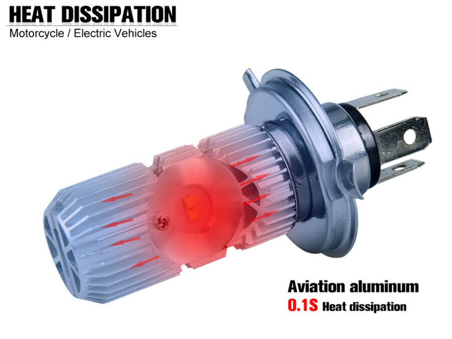 1 Pcs H4 Dual-Side LED White Headlight Hi /Lo Beam 10W+10W Good Heat Dissipation