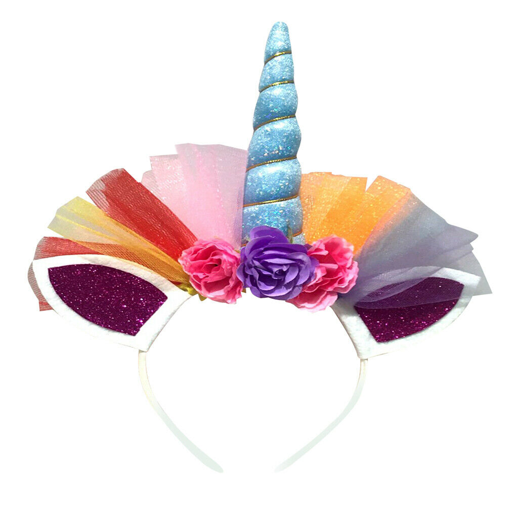Magical Unicorn Horn Ear Headband Tiara Kids Girls Party Fancy Dress Blue