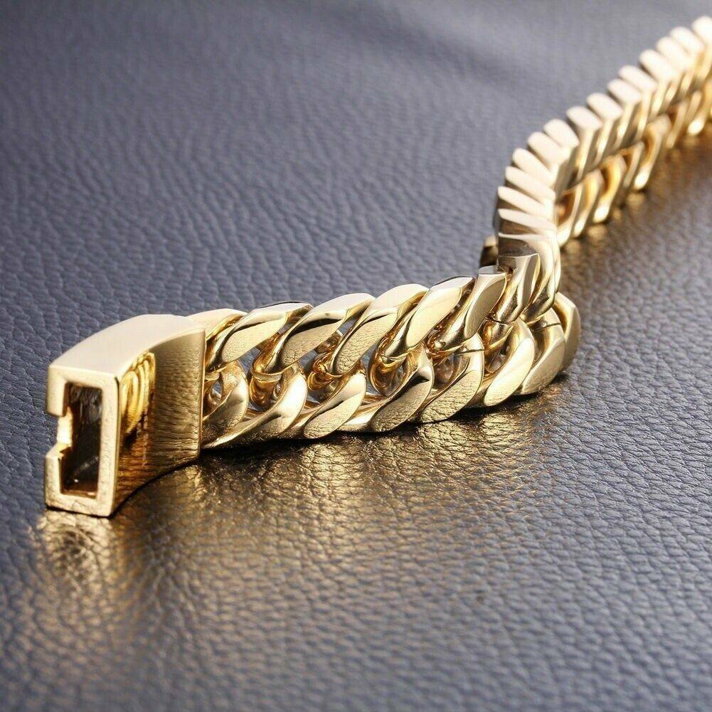 14mm Men's Heavy Solid Stainless Steel Curb Chain Bracelet Fashion Jewelry *1