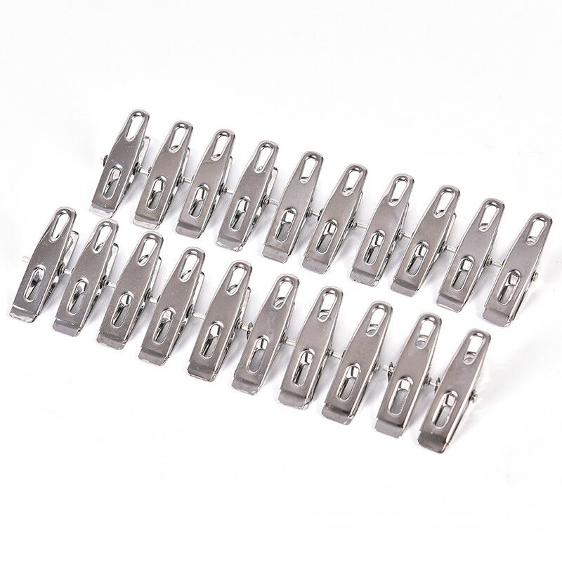 20X Stainless Steel Clothes Pegs Laundry Metal Clamps Metal Hanging Pins C.l8