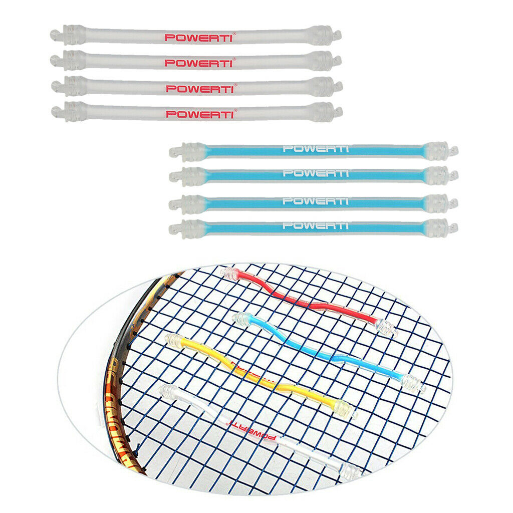 8x Tennis Racket Vibration Dampeners Silicone Easy Installation Blue+White