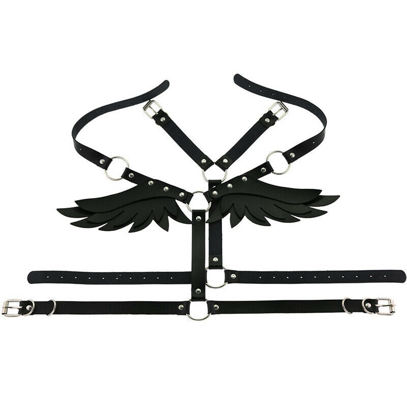 Women Gothic Sexy Leather Angel Body Harness Belt Angel Wings Harness WaistDD