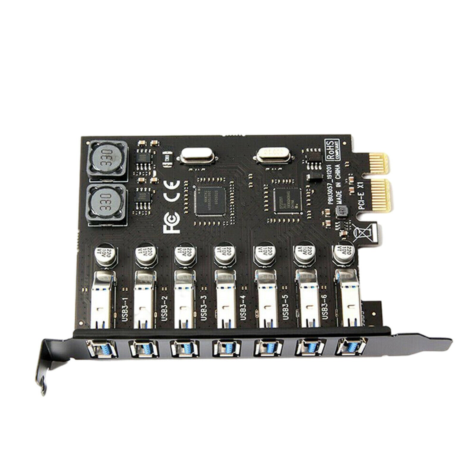 7 Ports PCI Express to USB 3.0 Adapter Card 5Gbps Hub Controller Converter