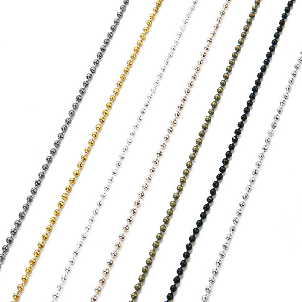 10 Yards Metal Ball Chain Bead Connector Keyring Dog Tags Label Necklace DIY -