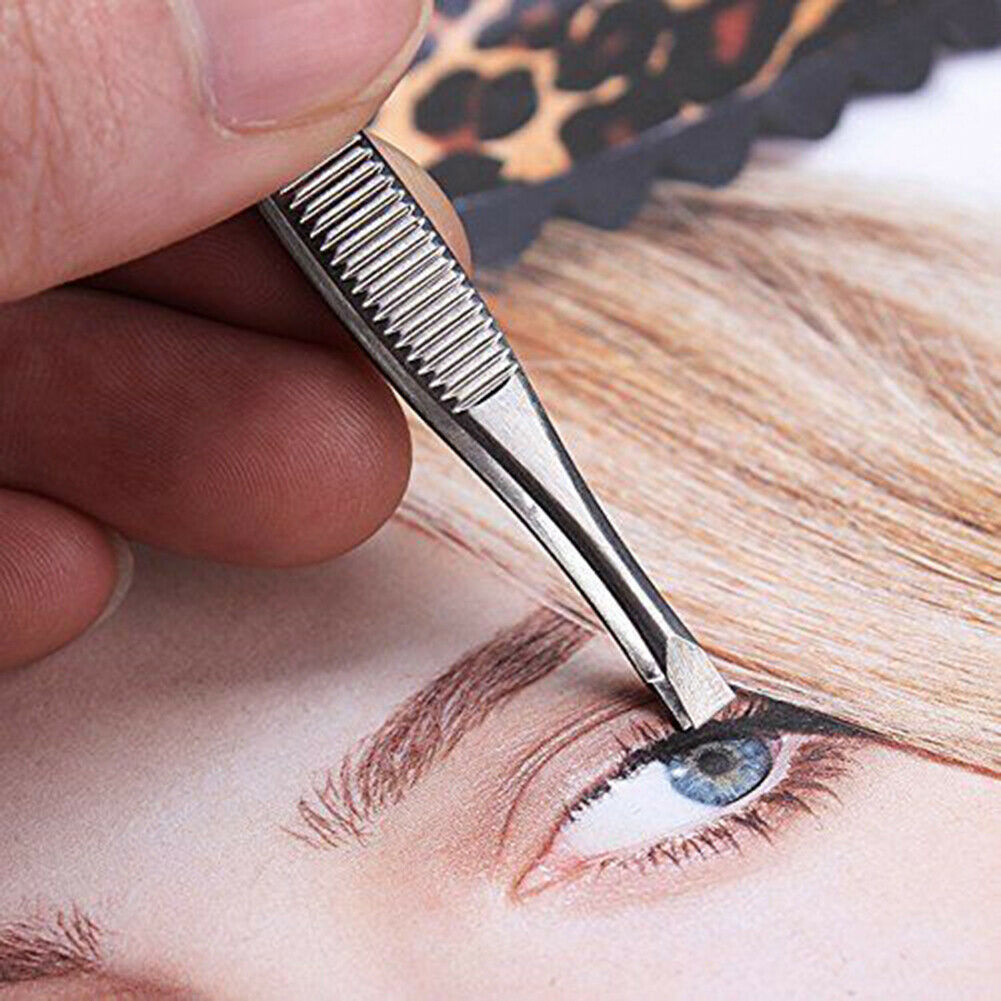 5x Pro Stainless Steel Eyebrow Tweezers Precision Hair Removal Beauty Tool Utili