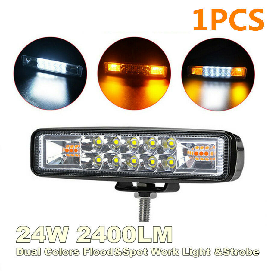 Three in One 6" 24W 2400lm White Amber Fog Warning Flash Strobe Led Work Light