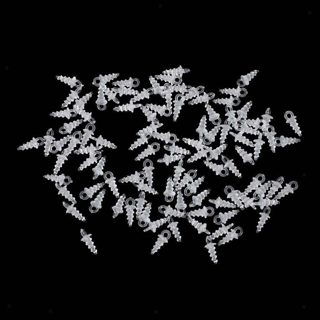 100 pcs Bait Screws  Up Pegs / Screws Carp Fishing Chod Rigs Transparent