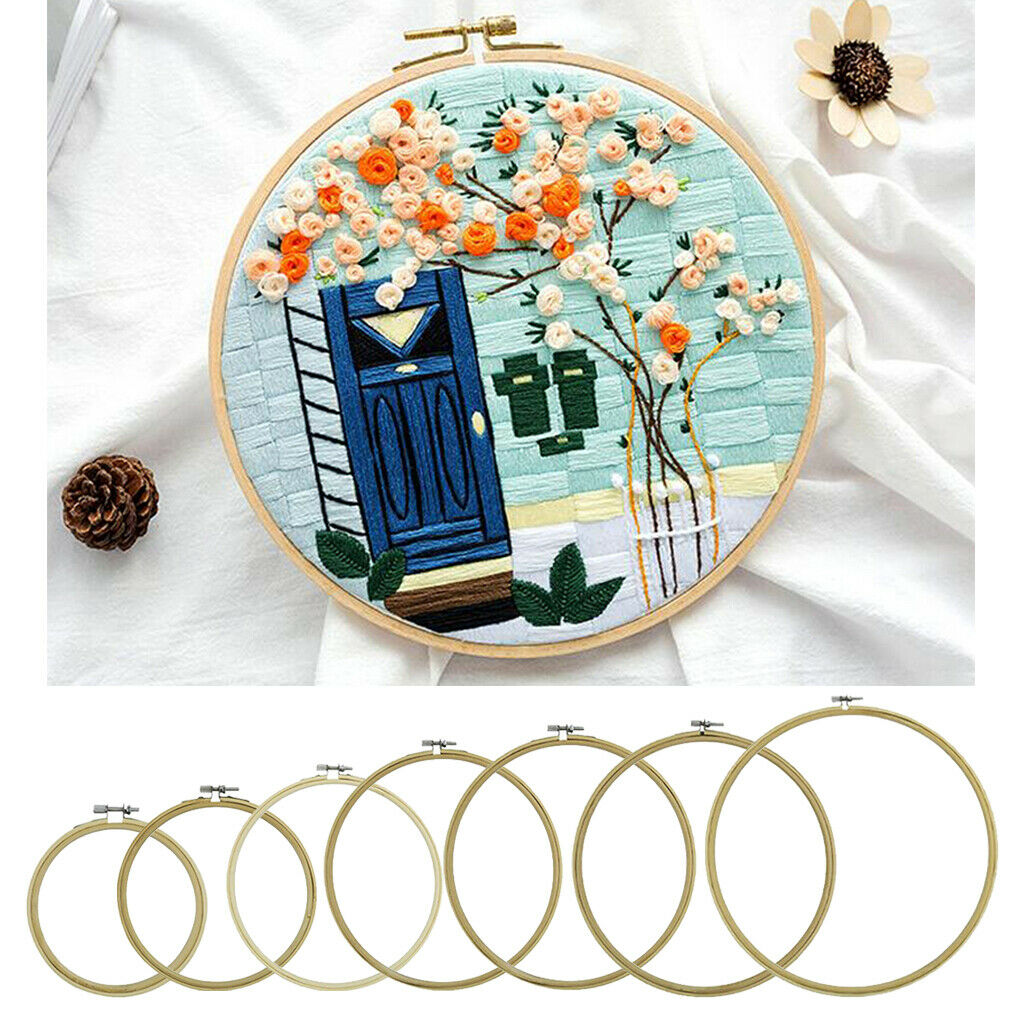 2Pcs 100% Bamboo Embroidery Hoop Cross Stitch Circle Frame Ring Needlework