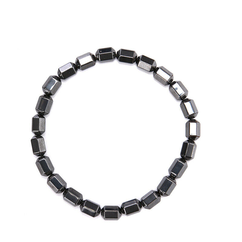 Natural Magnetic Hematite Black Beads Health Care Bracelet Bangles Men Je.l8