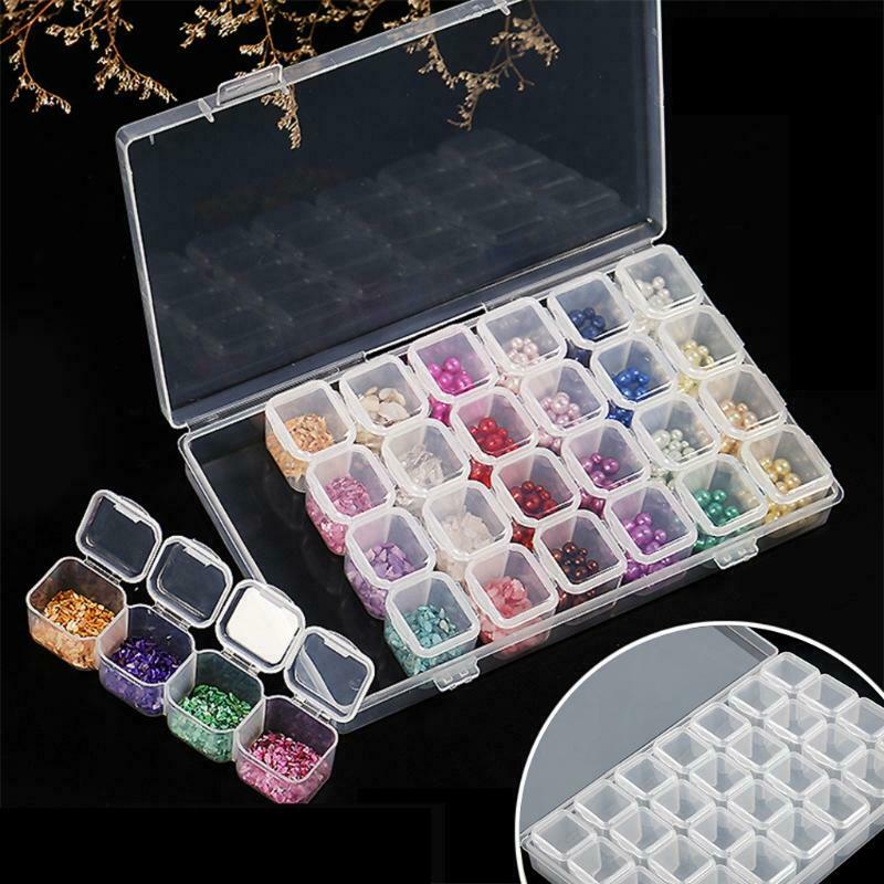 Transparent 28 Compartments Transparent Storage Box Plastic Tins Tools Storage