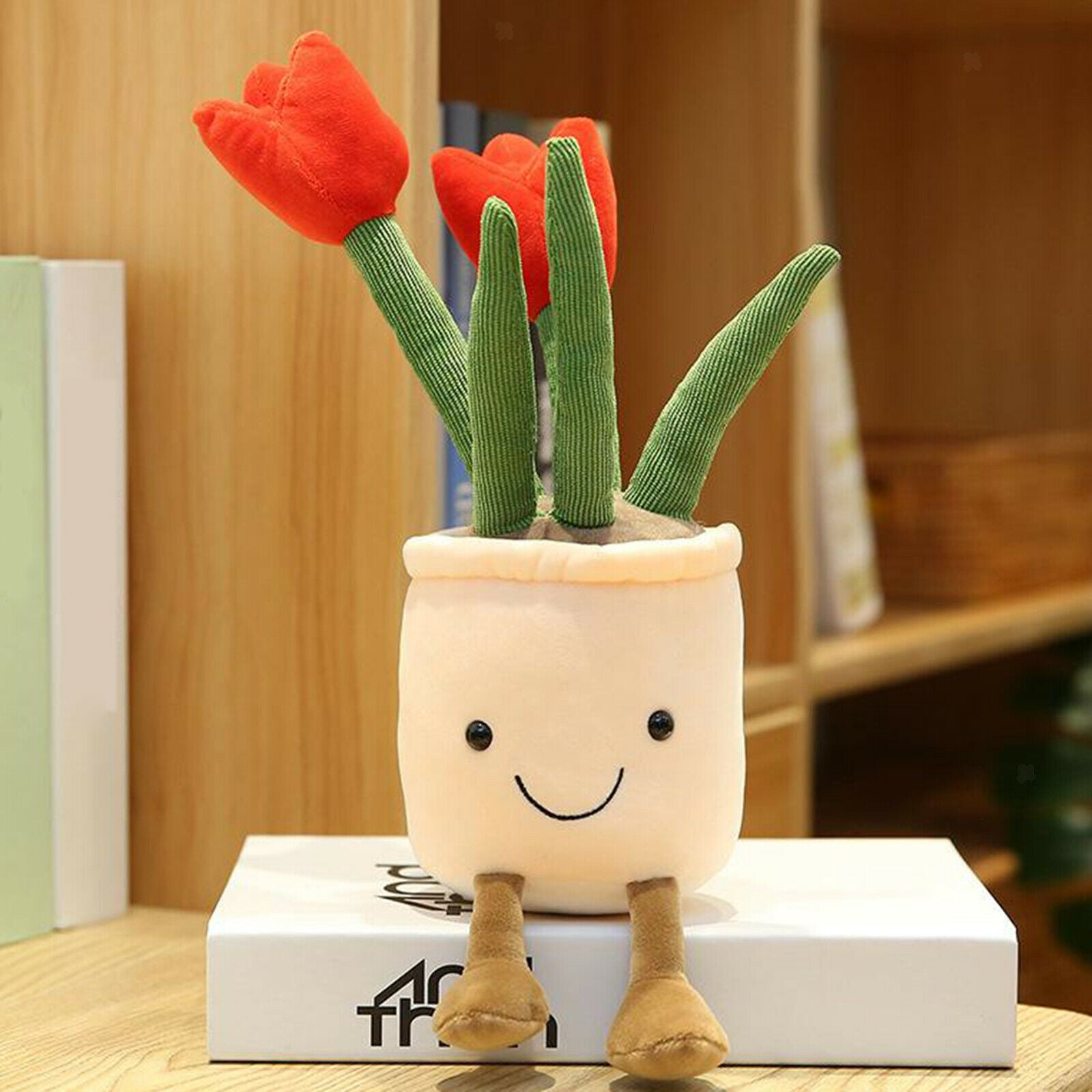 3PCS Funny Plush Flower Soft Stuffed Toys Table Top Decor Ornament Kids Gift