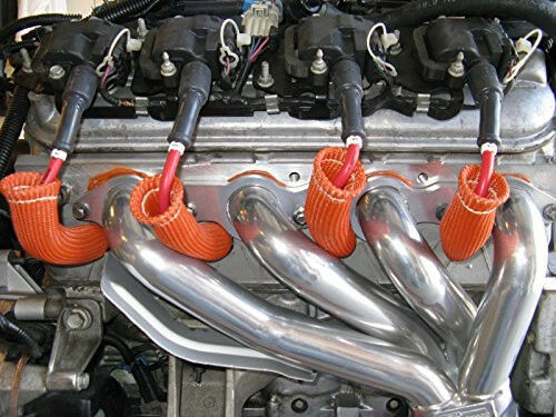 8pc Red 1200° Spark Plug Wire Protector Cover Heat Shield Sleeve SBC BBC 350 454