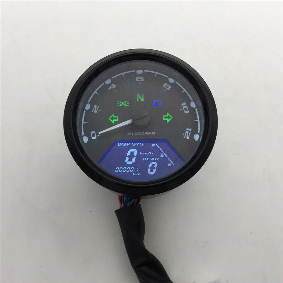 Motorcycle For Chopper Cafe Racer LCD Signal Speedometer Tachometer Gauge Alarm