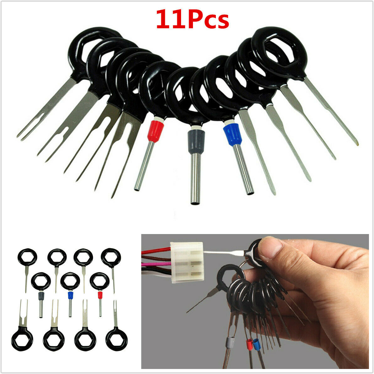 11Pcs Motorcycle ATV Wiring Terminal Connector Pin Extractor Puller Removal Tool