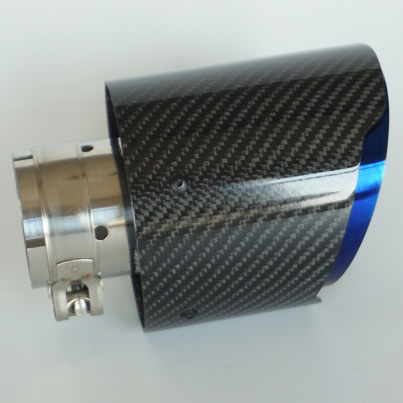 66mm Inlet Roasted Blue Carbon Fiber Steel Car Exhaust Pipe Tail Muffler End Tip