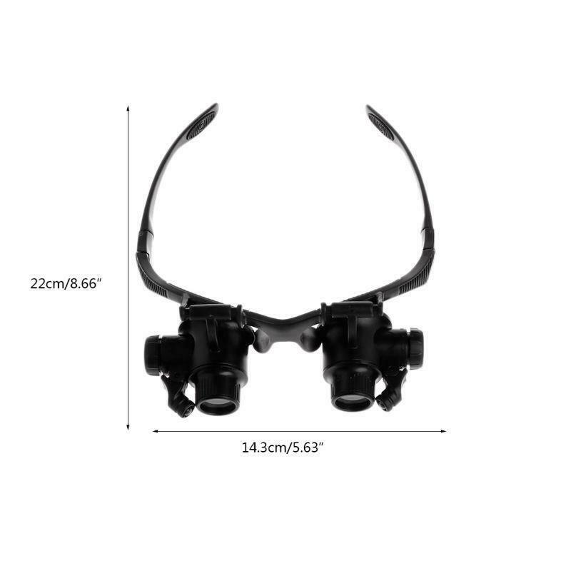 Headband Repair Magnifier With LED Light Dual Eye Jewelry Magnifying Glasses 10X