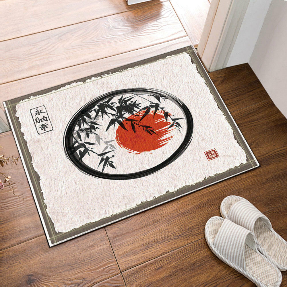 Japanese Ink Painting Bamboo Non-Slip Floor Bath Outdoor Indoor Front Door Mat