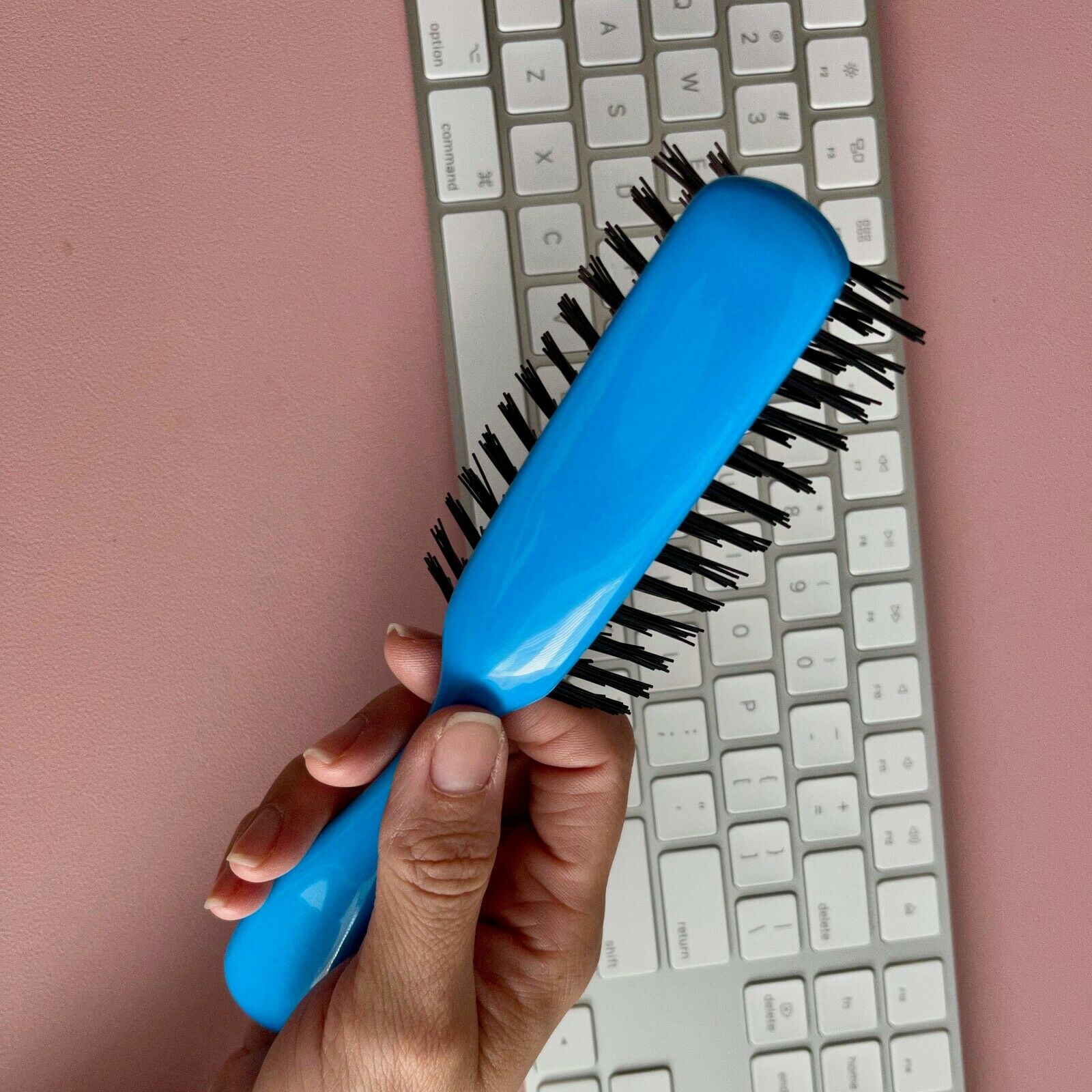 Allegro Combs Hair Brush 100 Nylon Bristles Hair Brush 7 Row Teasing Brush Blue
