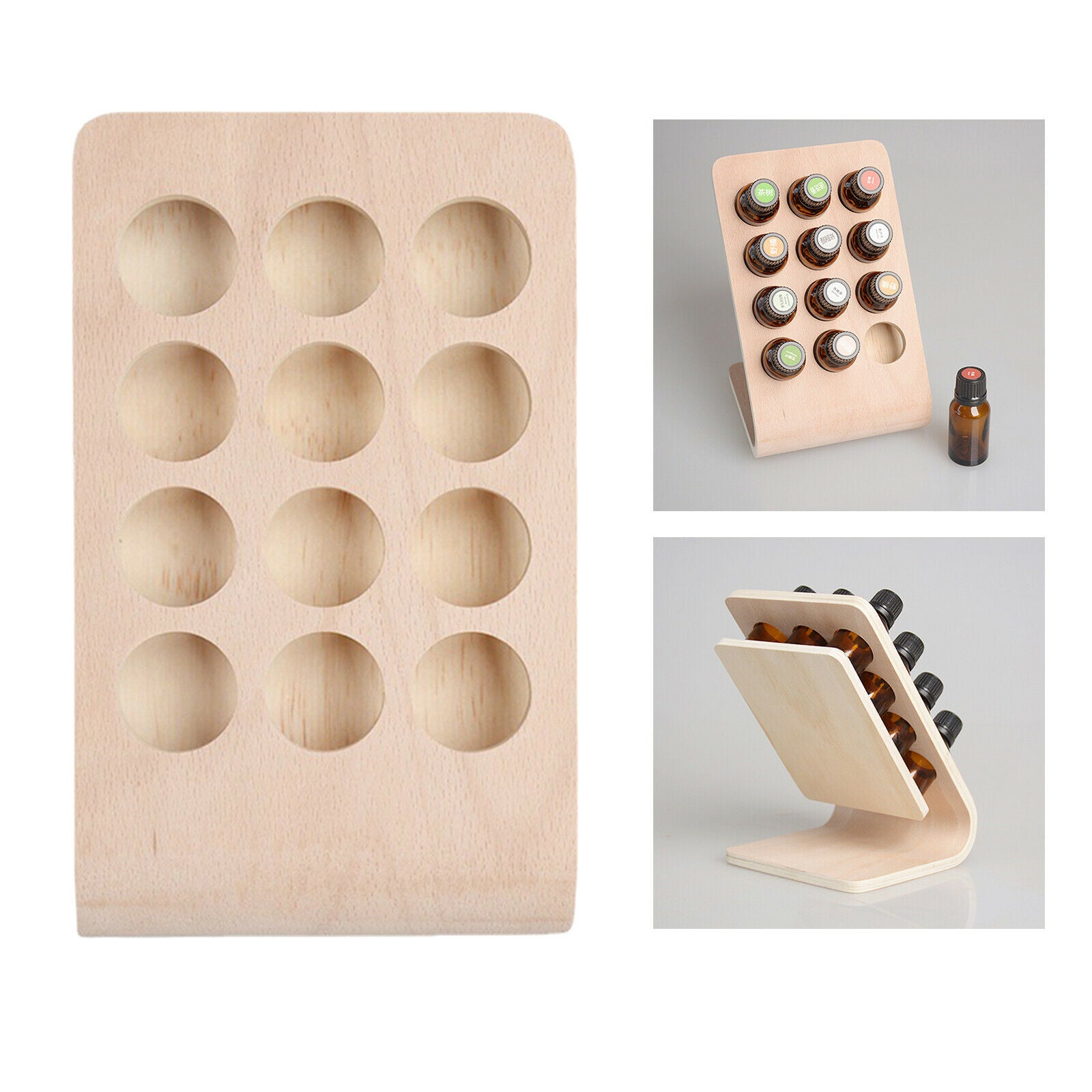 12 Holes 15ML Wooden Essential Oil Display Stand Holder Storage Organizer
