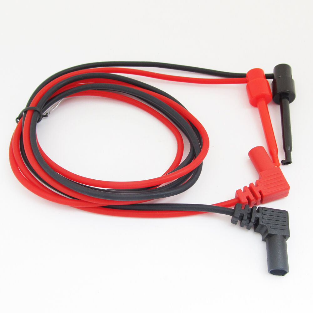 10pcs 1Meter 4mm Banana Plug to Large Test Hook Clip Multimeter Silicone Cable