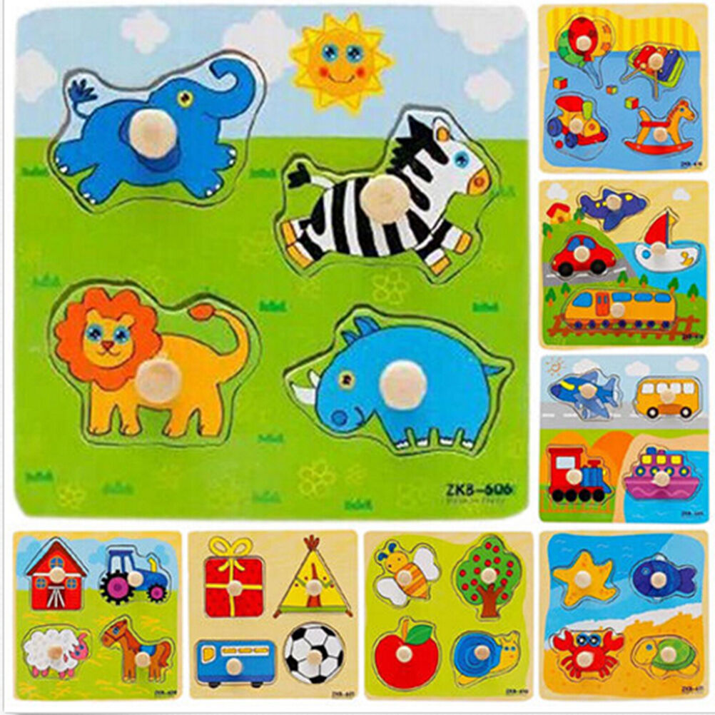 Babys Toddler Intelligence Development Animals Wooden Bricks Puzzle To.l8