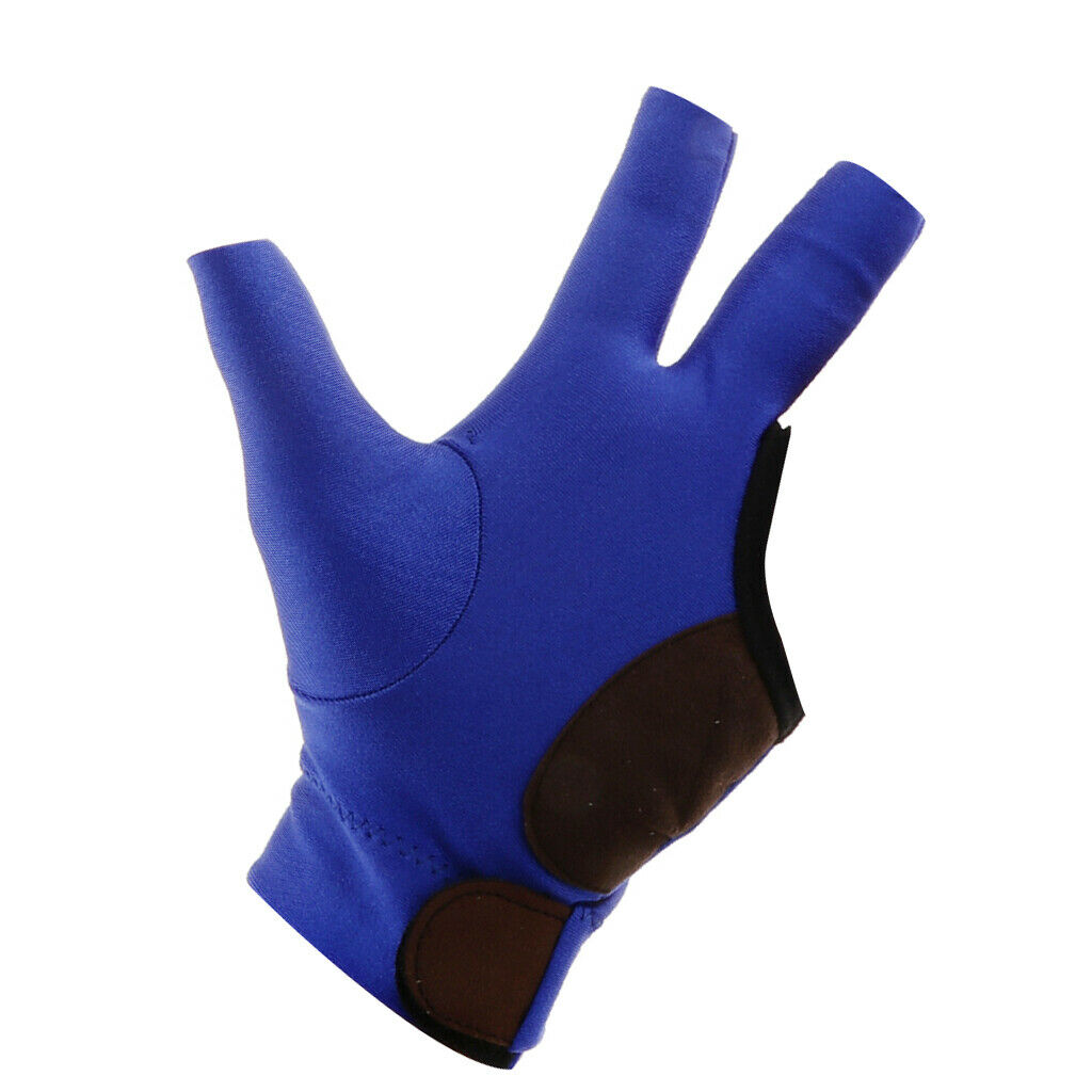 Billiard 3 Finger Glove Snooker Pool Cue Sticks Glove for Left Hand - Blue