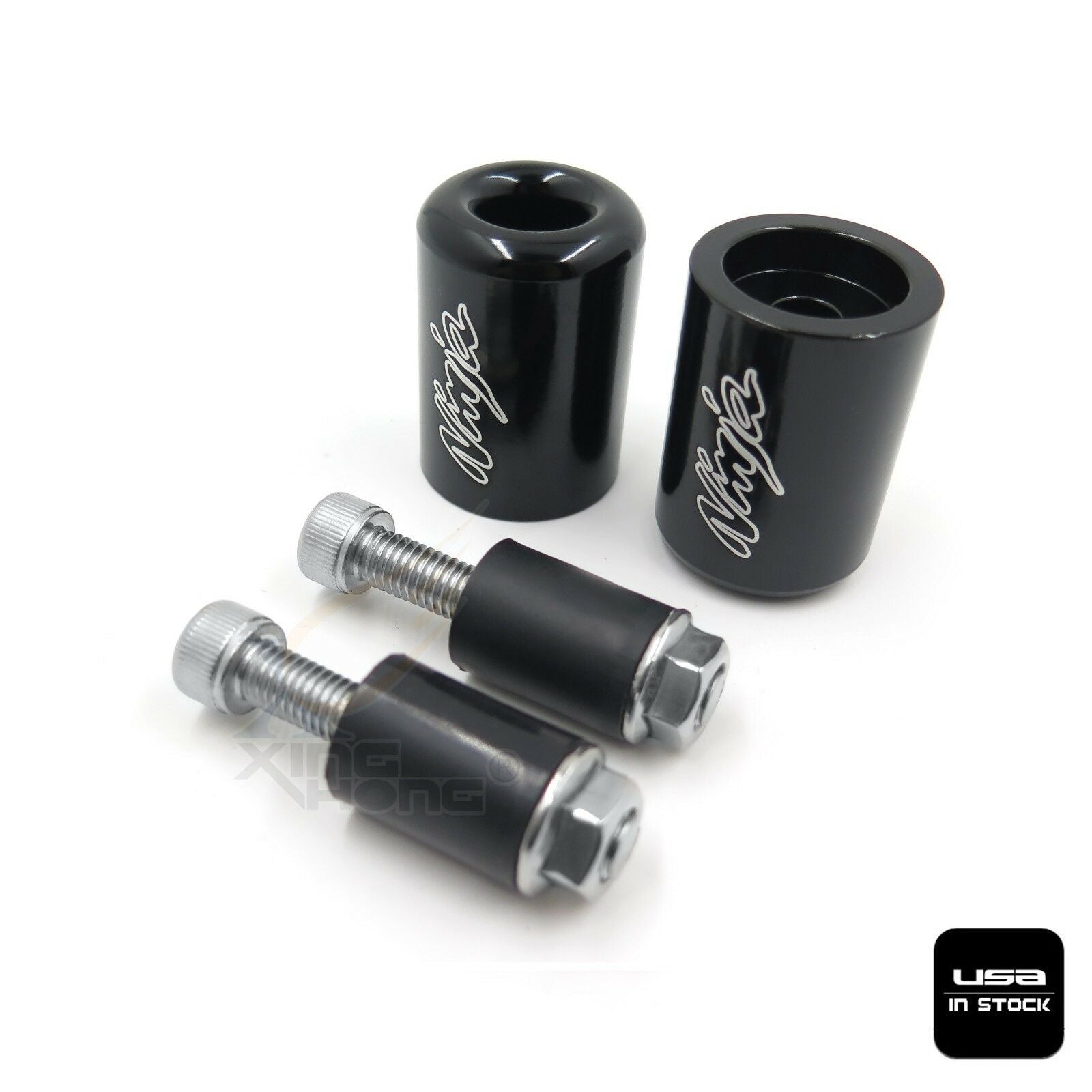 Black Bar End Black Rubber For Kawasaki ZX600 87-12/ ZX750 89-03/ ZX900 94-03