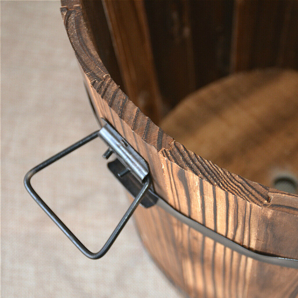 6Pcs Wood Bucket Barrel Succulent Flower Pot Planters Garden Outdoor Brown