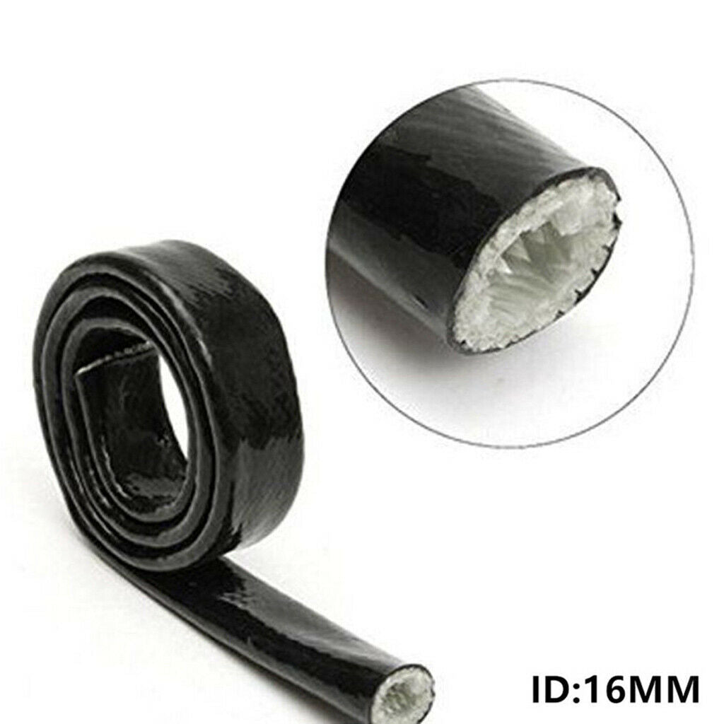 Black Fiberglass Fire Sleeve Heat Shield Sleeve AN10 Fuel Hose Cover ID:16mm