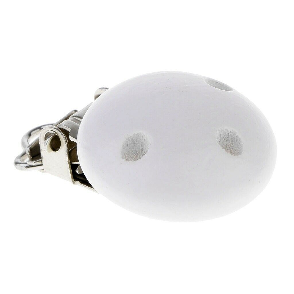 Baby Wooden Pacifier Clips Nursing Pacifier Clips Chewable Round Holes White