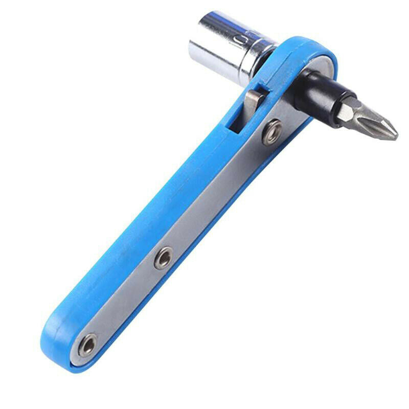 Mini portable Screwdriver Ratchet Handle Adjustable 1/4 inch Hex Drive Bits