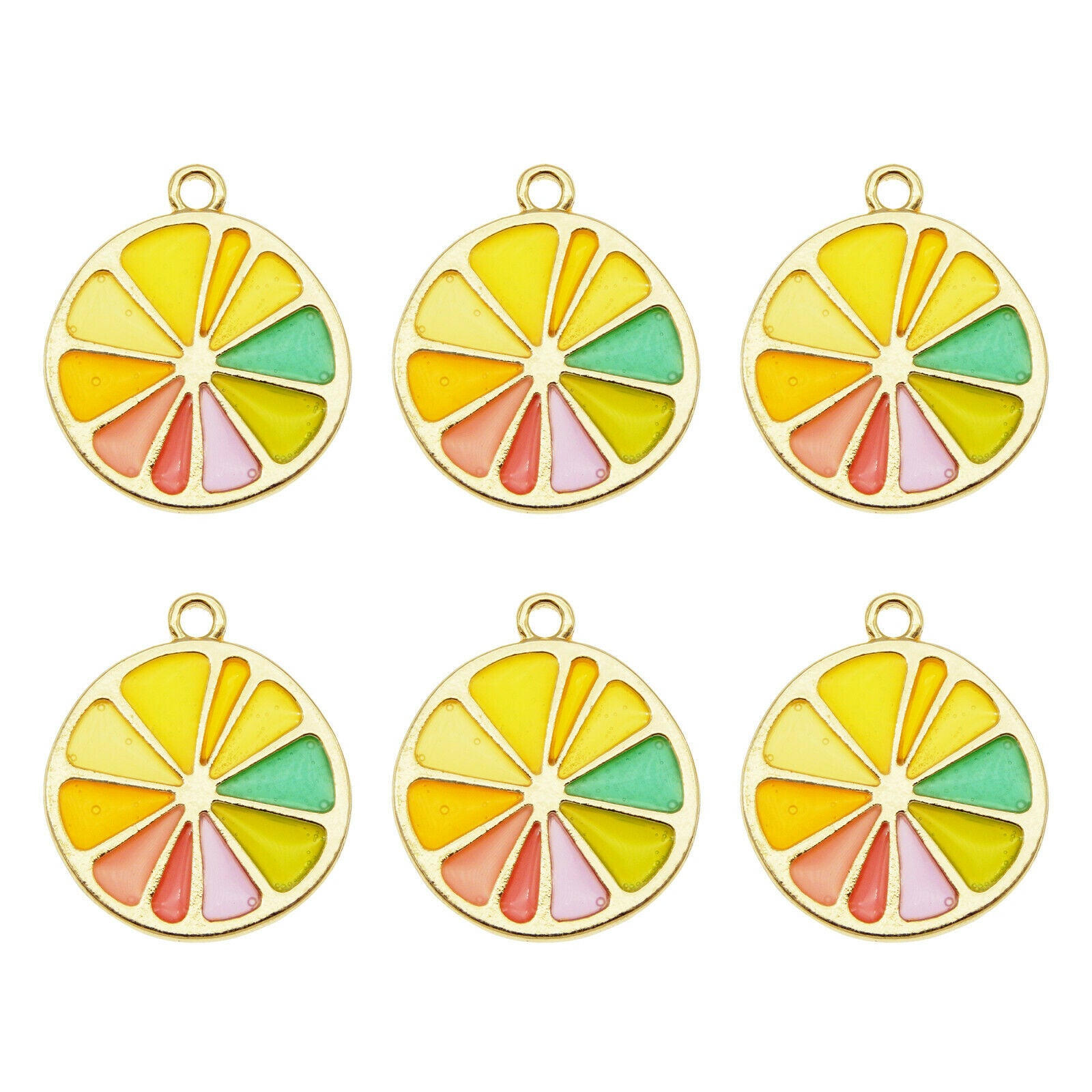 12PCS Multicolor Enamel 26x23mm Fruit Orange Lemon Charms Pendant Jewelry Crafts
