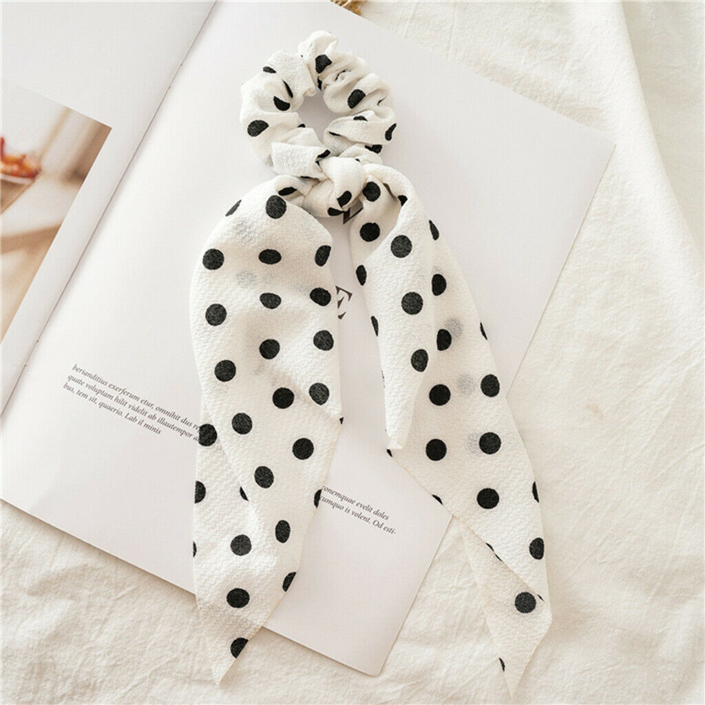 10Pcs Women Girls Hair Ties Scrunchie Floral Polka Dot Elastic Hair Band