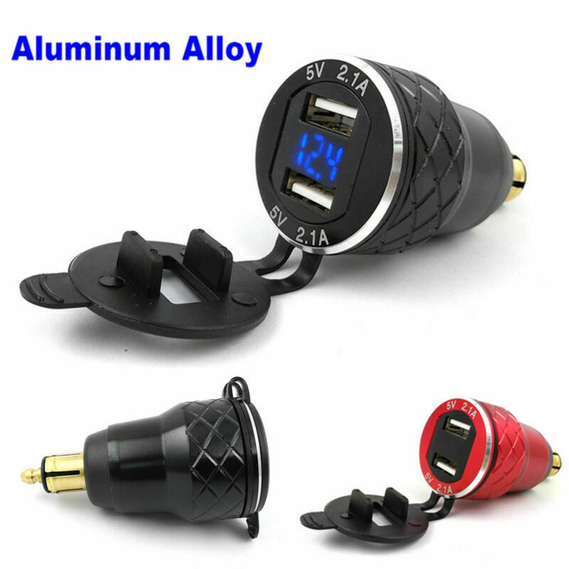 4.2A Dual USB Cigarette Lighter Voltage Display Aluminum Alloy Shell For BMW