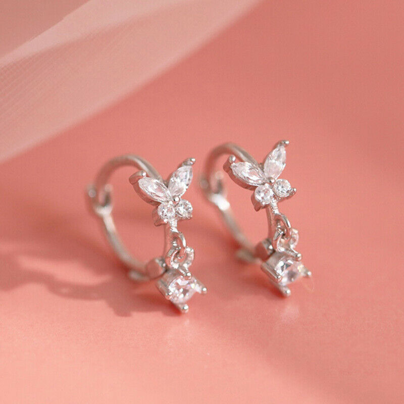 Crystal Butterfly Charms Stud Earrings For Women Girls Wedding Party Jewe.l8