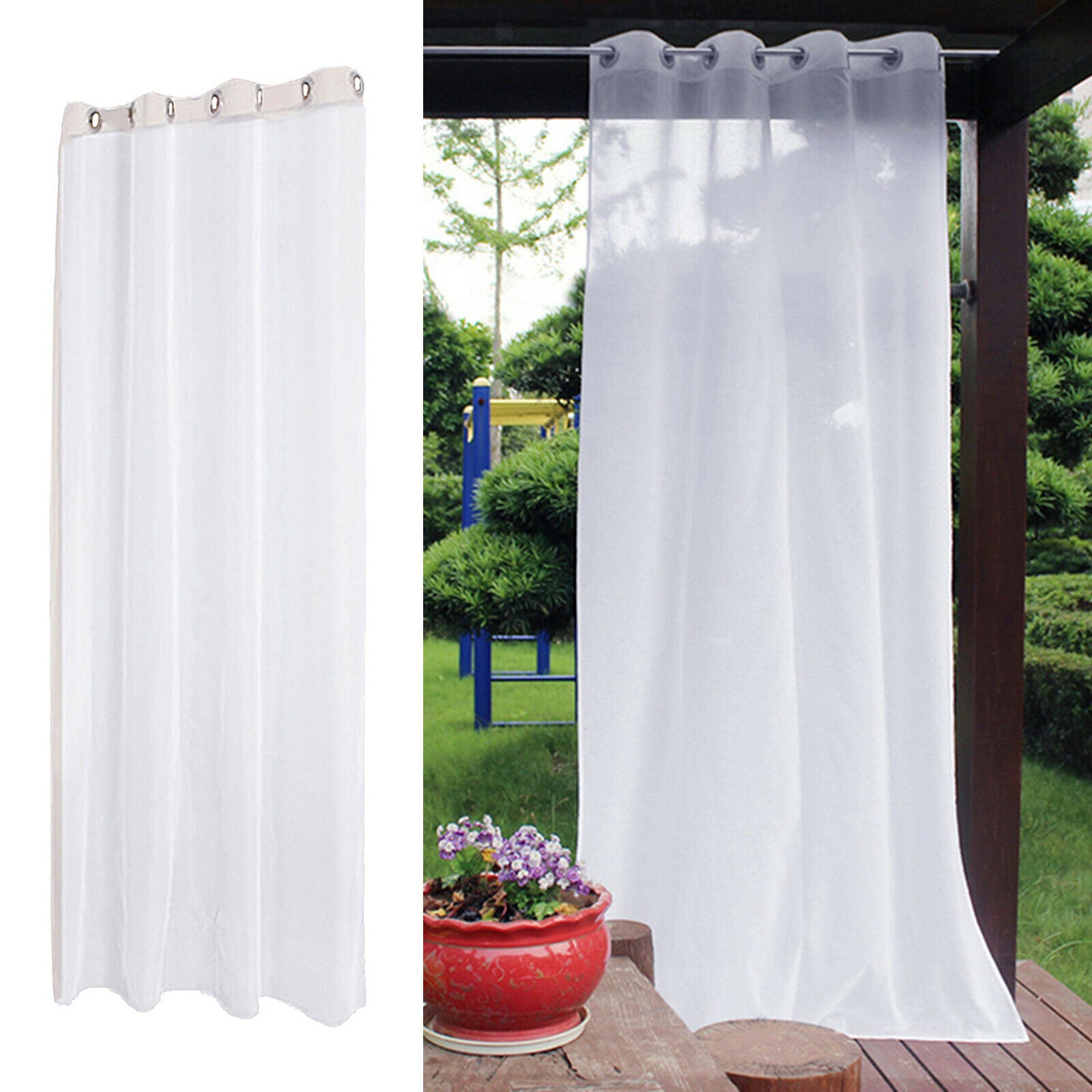 2x Sheer Curtain Waterproof Porch Deck Canopy Patio Drape Pool Curtains