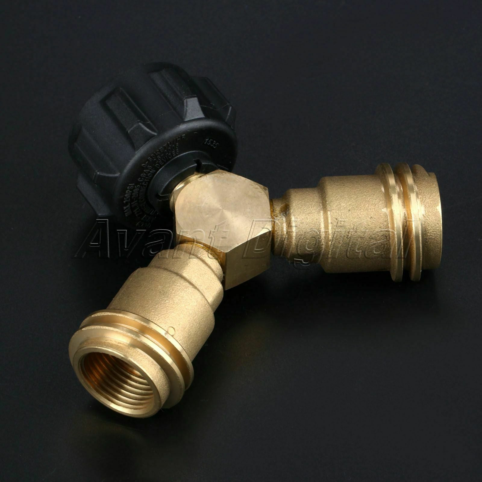 QCC1/POL Propane Y-Splitter Tee Adapter Connector Valve For Outdoor BBQ Cylinder