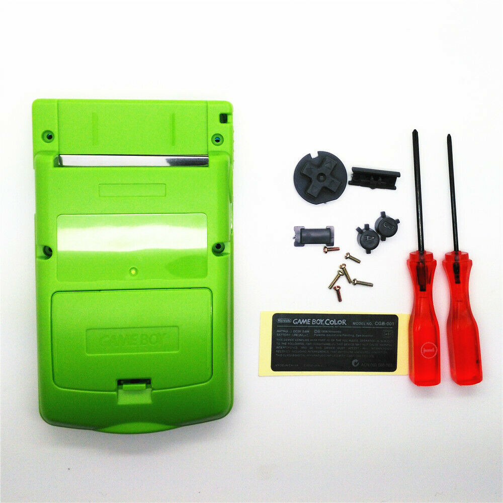 New Frontlit Front Light+Green Housing Shell Kit for Nintendo Game Boy Color GBC