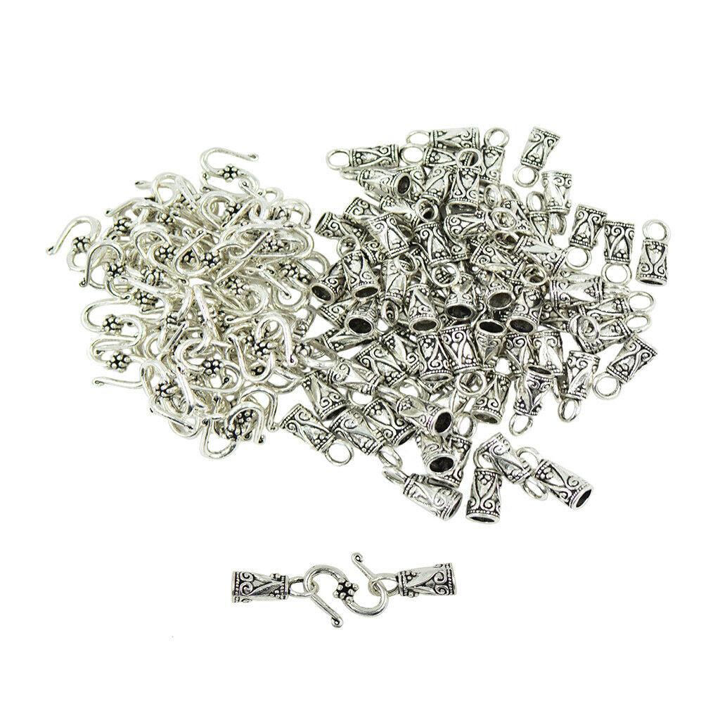 30 Sets Alloy Hook End Caps Leather Cord Beading Crafts Crimp Bead Wholesale