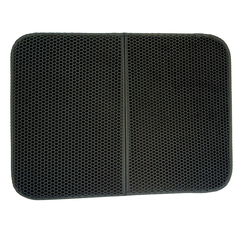 Waterproof Double-Layer Pet Cat Litter Tray Mat Kitty Mat Feeding Pad Black