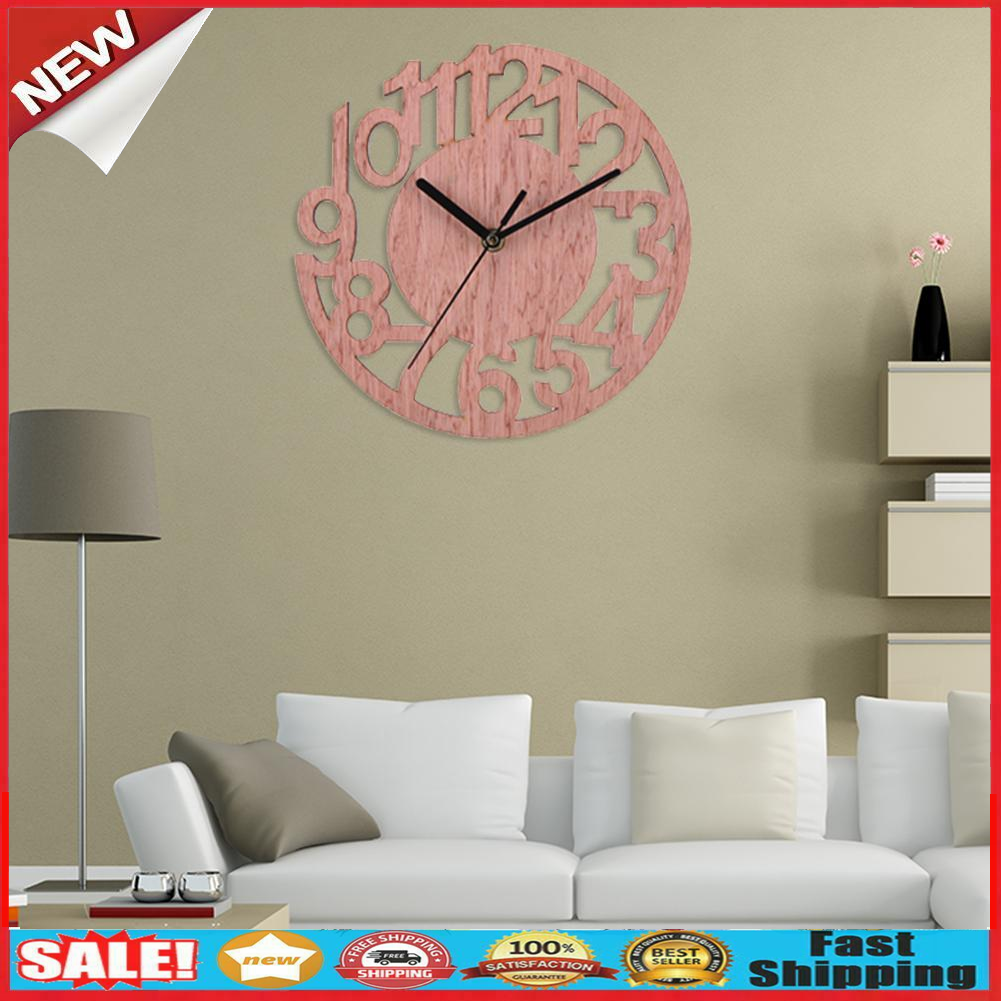 Round Wall Clock Wood Clocks Home Decorative Watch for Living Room Bedroom